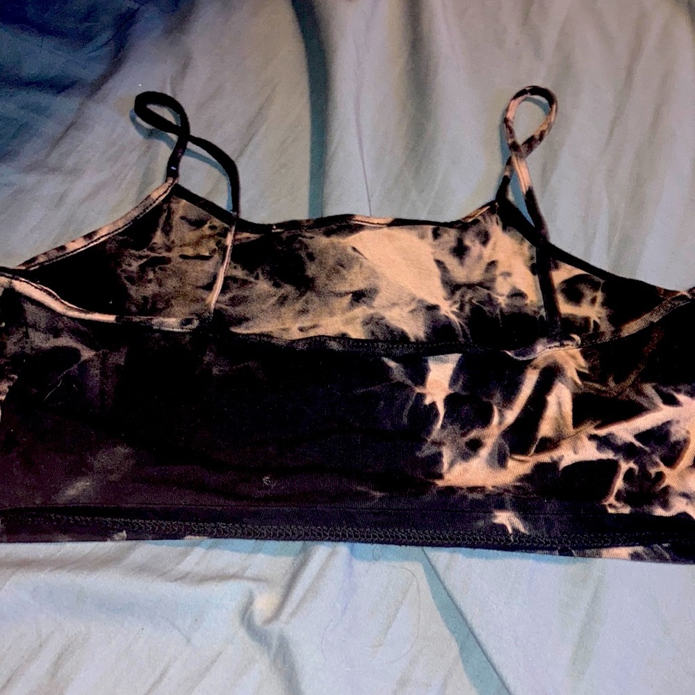 Black and brown tie-dye tank top